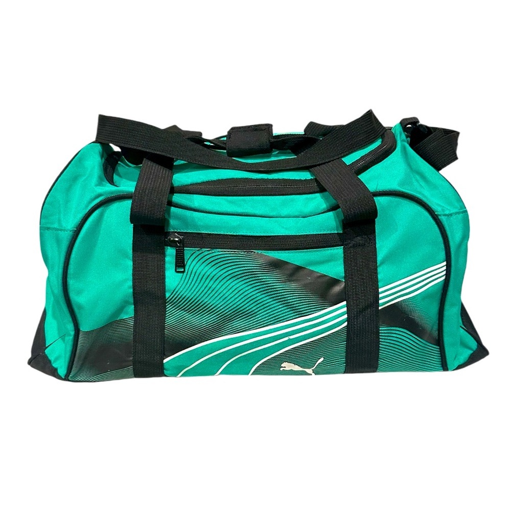 Puma Teamgoal Teambag Black Green Sports Large Size Shoulder Strap Top Handle